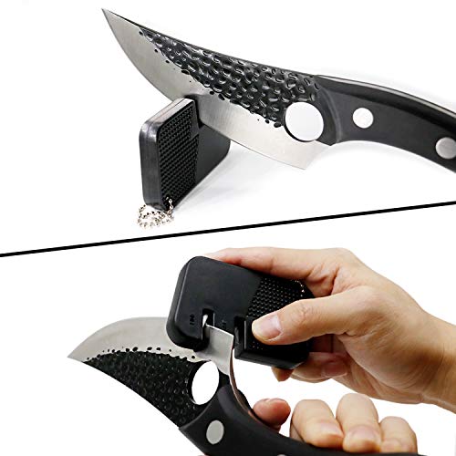 Nwestun Viking Knife Hand Forged Boning Knife With Sheath & Pocket Knife Sharpener High Carbon Steel Meat Caveman Knife Multipurpose Chef Knives For Camping, Outdoor, Deboning, Bbq #TOP4