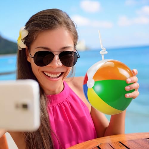 Yungyan 36 Set Beach Ball Drink Pouches with Straws, Reusable Summer Party by Yungyan - Used condition - Image 6