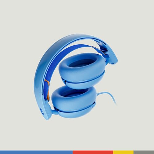 Image of Skullcandy Grom Wired Headphones, Volume-Limiting Audio, Comfortable Over-Ear Fit, Foldable, Designed for Kids 6+, Convenient for Travel with 3.5mm AUX Plug, Built-in Microphone - Surf Blue