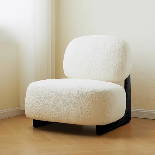 Cozy Lazy - Silla de sofá con marco de madera maciza, silla tapizada de cachemira para sala de estar, diseño redondo de espuma de alta densidad, perfecto para dormitorio y balcón