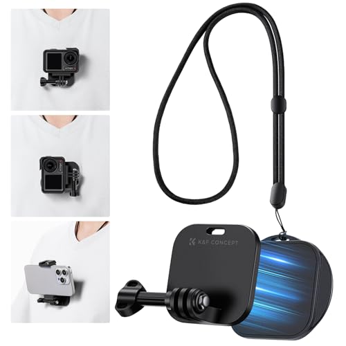 Image of K&F Concept Magnetic Action Camera Chest Mount for GoPro Hero 13 /12 /11 /10 /9 Balck, DJI Osmo Action 5 Pro /4 /3 /2 and More Action Camera, POV Neck Mount with Adjustable Neck Strap Lanyards