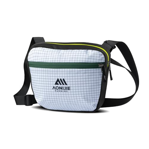 AONIJIE Crossbody Bag for Women Men, 4L Adjustable Sling Waist Pack, Water-Resistant Multi-Pocket Belt Bag for Travel, Hiking, Walking, Everyday Carry - White