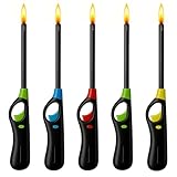 ANGIX 5 x BBQ Lighters Long Reach Multipack Refillable Gas Safety Candle Lighter for Kitchen, Barbecue, Camping, Fireworks & Outdoor Cooking, Gas Lighters for Cookers & Fireplaces (Assorted Colors)