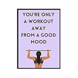 Pilates Gráfico de entrenamiento Cartel de lona estampados Decoración de la pared de la habitación de yoga, guía de culturismo de regalo de Pilates Pintura gimnasia(E,50x70cm No Frame)