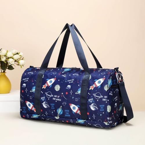 Suweir Sporttasche Kinder Reisetasche Jungen Mädchen mit Nassfach Schwimmtasche Weekender Duffle Bag Outdoor Fußballtasche Badetasche für Reisen, Fitness, Sport, Schule, Fútbol Verde, Bolsa de viaje - imagen 8