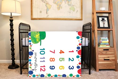 Image of Baby Milestone Blanket, 47 inchx40 inch Cartoon Caterpillar Leaves Baby Photography Blanket, Dots Watch Me Grow Blanket, Newborn Photo Props BTMYLU35