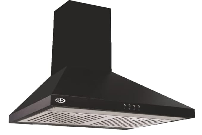 Oxygen by Jyoti Appliances Oxy 2062-60 Black Kitchen Chimney | Powerful 840 m3/hr Suction Capacity | SS Baffle Filters | Black Studio Design | Ductless Installation (Optional) | SS Push Buttons