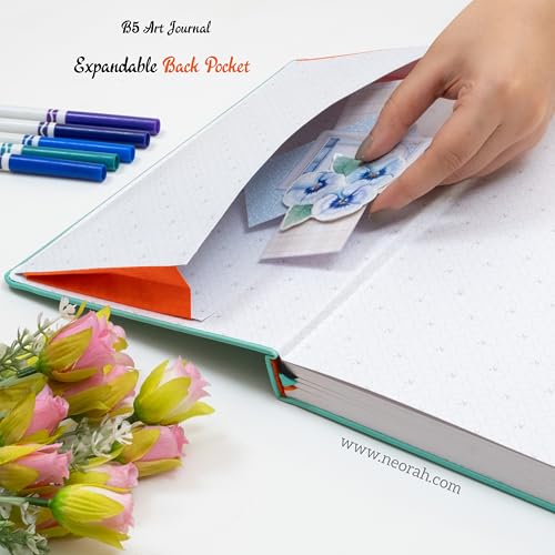 Image of NEORAH - B5 - ART JOURNAL | 200Gsm Dotgrid Notebook |160 Pages(25.0 x 17.5 cm) | Lay Flat |Hard Cover Bullet - Journal | 3 Bookmarks |Elastic Closure | Inner BackPocket | Ideal- Bujo,Art (TEAL)
