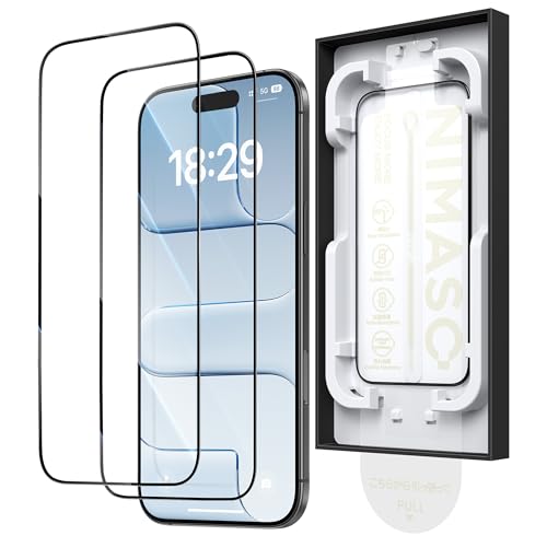 「バリ楽Box」NIMASO ガラスフィルム iPhone Air用 強化ガラス 保護フィルム 全面保護 黒縁あり 指紋防止 貼付け簡単 自動吸着 自動除塵セット付き ガイド枠付き 2枚セット いPhone 17 エアー対応(6.5インチ)DSP25F1733