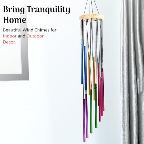 Image of ZAICUS Multicolor Wind Chime, Windchime for Balcony, Garden, Patio - Home Decor Items (12 Tubes) Chimes for Home Positive Energy Metal Wind Chimes - Home Decor Items Stylish - Housewarming Gifts