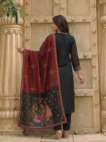 Image of ANNI Designer Women Viscose Blend Printed Straight Kurta with Pant and Dupatta | Ladies Kurta Pant Dupatta Set | Women Ethnic Wear Dress | Indian Traditional Clothing for Girl