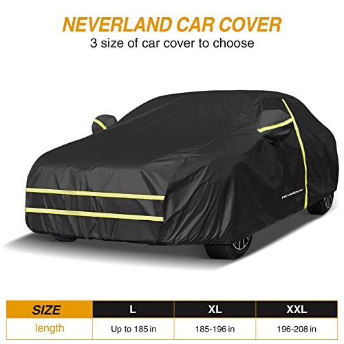 Image of NEVERLAND Waterproof Car Cover All Weather with Zipper Design UV Protection Windproof Snowproof Outdoor /Indoor Full car Cover for Automobiles,Sedans Length up to 209 inch, Black