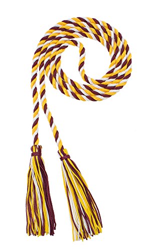 Image of Graduation Honor Cord - Maroon /Gold /White - Every School Color Available - Made in USA