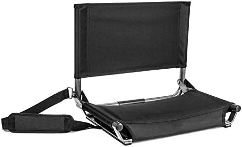 Cascade Mountain Tech Portable Folding Steel Stadium Seats for Bleachers , Black, Regular - 17"