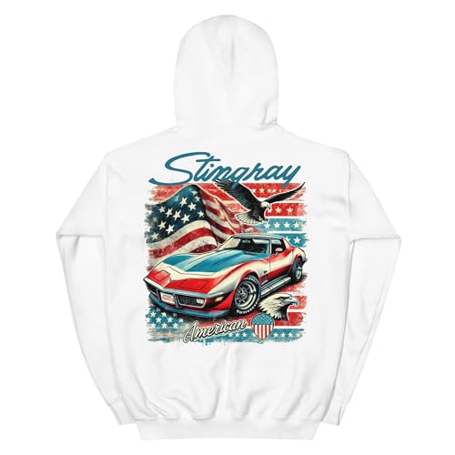 C3 Sports Car Stingray Graphic hoodie American Stars and Bars Classic Car Patriotic pullover Sport Grey2