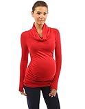 PattyBoutik Mama Cowl Neck Maternity Top (Red M)