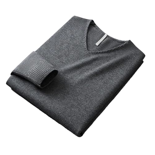 Pull d'hiver à col en V homme Kelsiop - Tricot uni élastique et chaud