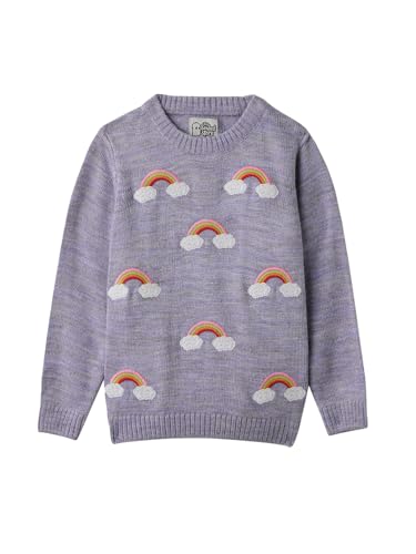 Image of The Souled Store Cosmic Sky Girls Crew Neck Long Sleeve Purple Embroidered Regular Fit Sweaters Girls Knit Sweaters for Kids' Children's Pullover Cable Cardigan Wool Printed Winter Wear Comfortable