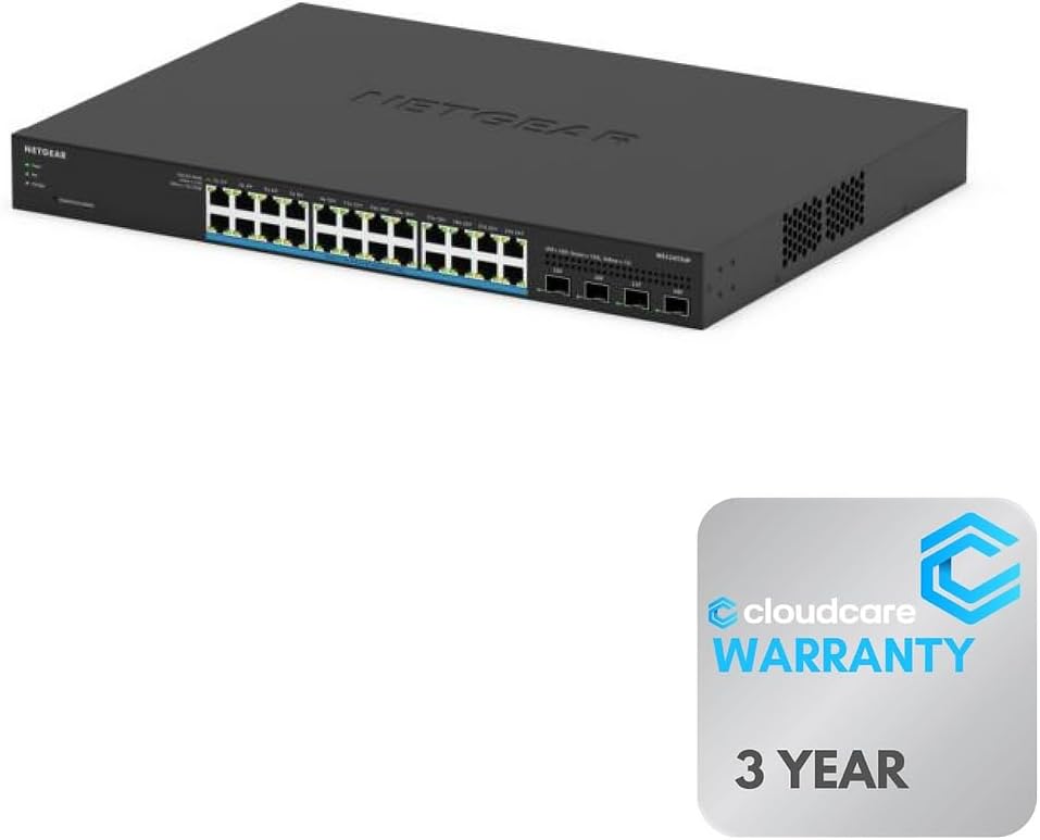 NETGEAR MS324TXUP 24-Port 𝐌𝐮𝐥𝐭𝐢-𝐆𝐢𝐠𝐚𝐛𝐢𝐭 U60 PoE++ Smart Switch | Advanced Network Management | Stay Protected with Cloud Care's 3 Year Warranty SupportPlus Included