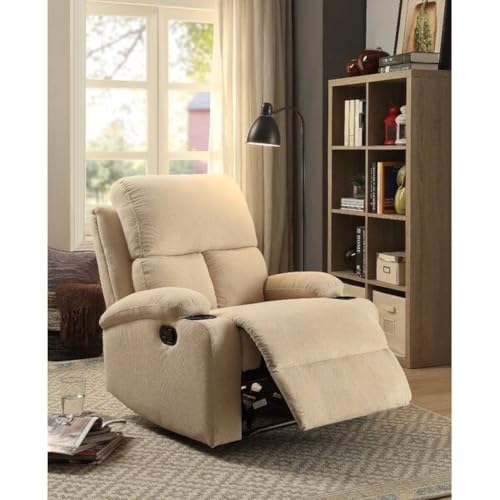Image of Torque Fabio 1 Seater Fabric Manual Recliner with Cup Holder Beige | Modern Recliner Chair for Home Office Study | 37 x 31 Inches | 1 Year Warranty