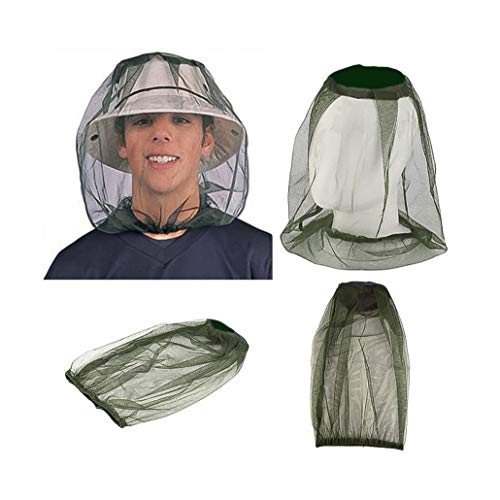 Mosquitera Red de malla, máscara de malla facial Cubierta Mosquitera Cabeza Sombrero de protección contra insectos Adecuado para senderismo al aire libre Camping, escalada, pesca, apicultura (3pcs)