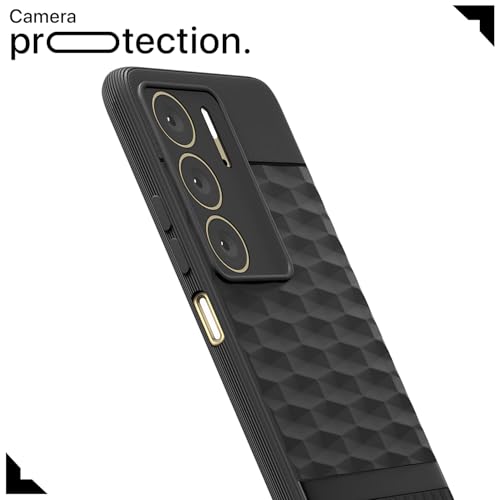 Image of Pikkme Back Cover for Realme C75 Camera Protection 3D Hexa Cube Design Silicone Protective Bumper Case (Black)