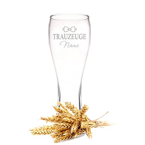 GRAVURZEILE Leonardo Weizenglas - Trauzeuge Design - Kristallklares Glas & hochwertige Laser-Gravur mit Wunschnamen - Maximale Füllmenge: 500ml - schönes Geschenk zur Hochzeit & Verlobung
