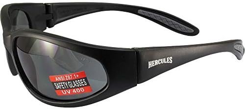 Hercules Safety Glasses - Black Frame - Smoke Lens