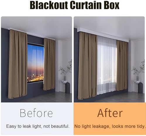 Custom Blackout Curtain Pelmet Panel - Detachable Cassette Box for Bedroom & Balcony, 3.4m/11.2ft Wall Mount Track Cover - Sleek Design for Light Blocking