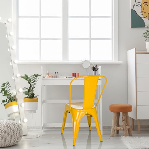 Miniatura 2 de Hjh Office Silla Bistro Vantaggio Comfort Silla Metálica Amarilla En Diseño Industrial, Apilable, 645091