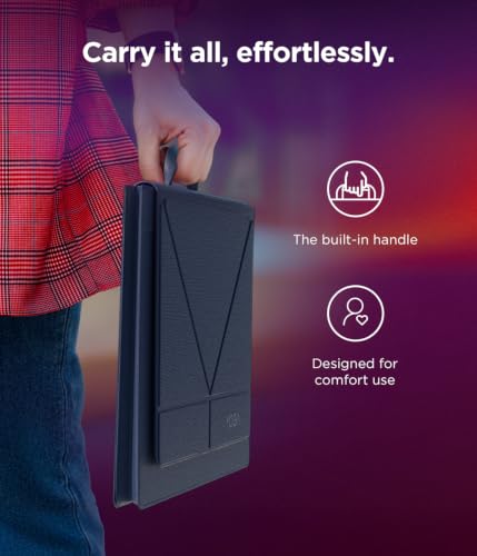 Image of Lenovo Yoga Tote Sleeve Case for Laptops with 14-inch Display, Multi-Compartment Organizer with Convertible Stand, Lightweight Protective Polyester & Microfiber Sleeve, Cosmic Blue