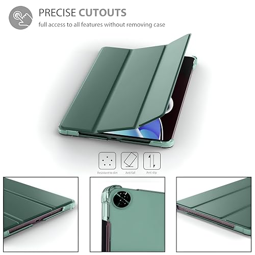 Image of ProElite Case Cover for Realme Pad 2 Lite 10.95 inch Cover, Smart Flip Case Cover for Realme Pad 2 Lite 10.95 inch Translucent Back with Stylus Pen, Dark Green