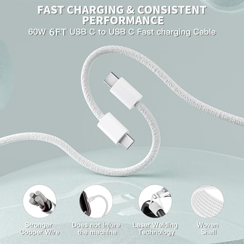 Image of 6FT Fast Charger for iPhone 17 /16,2Pack 40W Dynamic Foldable Type C Power Adapter with 60W Max with 6FT Fast Charging Woven Cable for iPhone 17 Pro Max /17 /Air /16 /16 Pro /15Pro Max,iPad Pro /Air /Mini