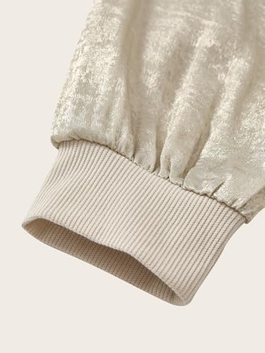 Women's Metallic Zip Up Bomber Jacket Long Sleeve Party Lightweight Coat Outerwear4