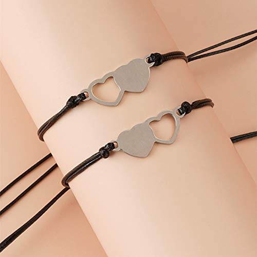 Binami 2 Pcs Sister Bracelets Adjustable Matching Heart Wish Bracelets Set Jewelry Gifts for Sister Friend Women Daughters - Image 3