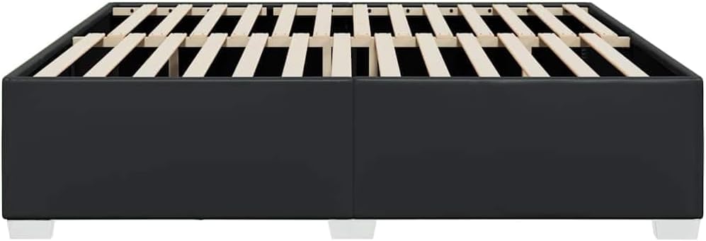 Black California King Bed Frame Sturdy Platform Foundation with slatted Mattress Support, Durable Heavy-Duty Plywood and Pine Wood Construction, Modern Minimalist Bedroom Furniture