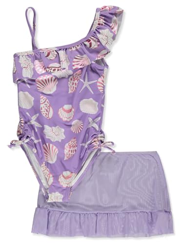 Kensie Girl Girls' 2-Piece Swimsuit Skirt Set - Lilac, 6X
