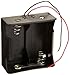 Ajax Scientific Battery Holder with Lead Wire, 2x D Cell (Pack of 5)