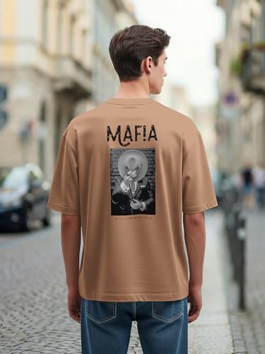 Image of BULLMER Trendy Front and Back Printed Oversized Round Neck T-Shirt for Men - Pack of 2