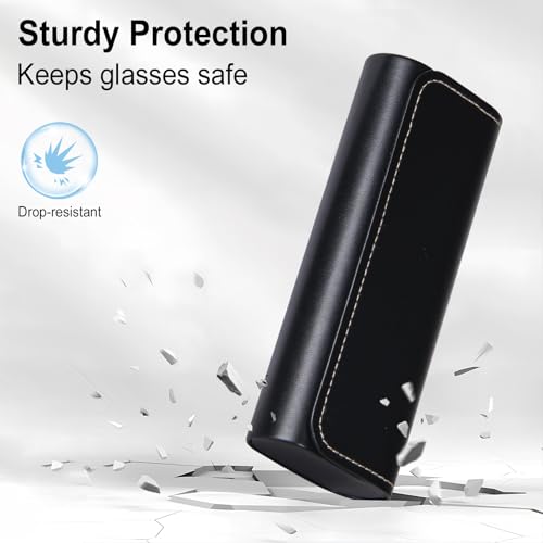 Image of RayLove Hard Shell Glasses Case, Lightweight Leather Eyeglass Case, Travel-Friendly Sunglasses Protector for Men & Women