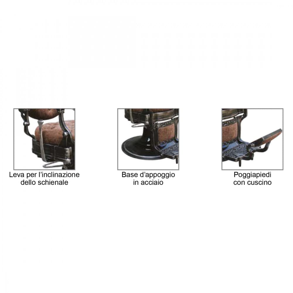 Silla de barbero con reposapiés para Barber Shop Vintage marrón o negro St. Louise