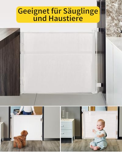 dearlomum Treppenschutzgitter Türschutzgitter Ausziehbar 0-140 cm,Baby Absperrgitter Schutzgitter Treppe für Kinder… – Ansicht 6