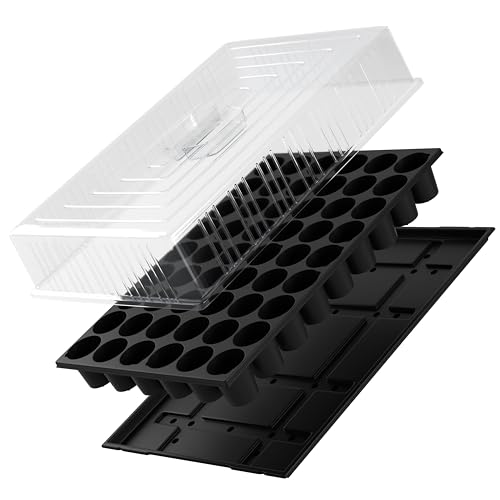 Quickpot 54er Anzuchtplatte mit Untersetzer und Haube Stabiles Set Pflanztöpfe für das einfache und schnelle Pikieren & Anziehen von Pflanzen, Starter...