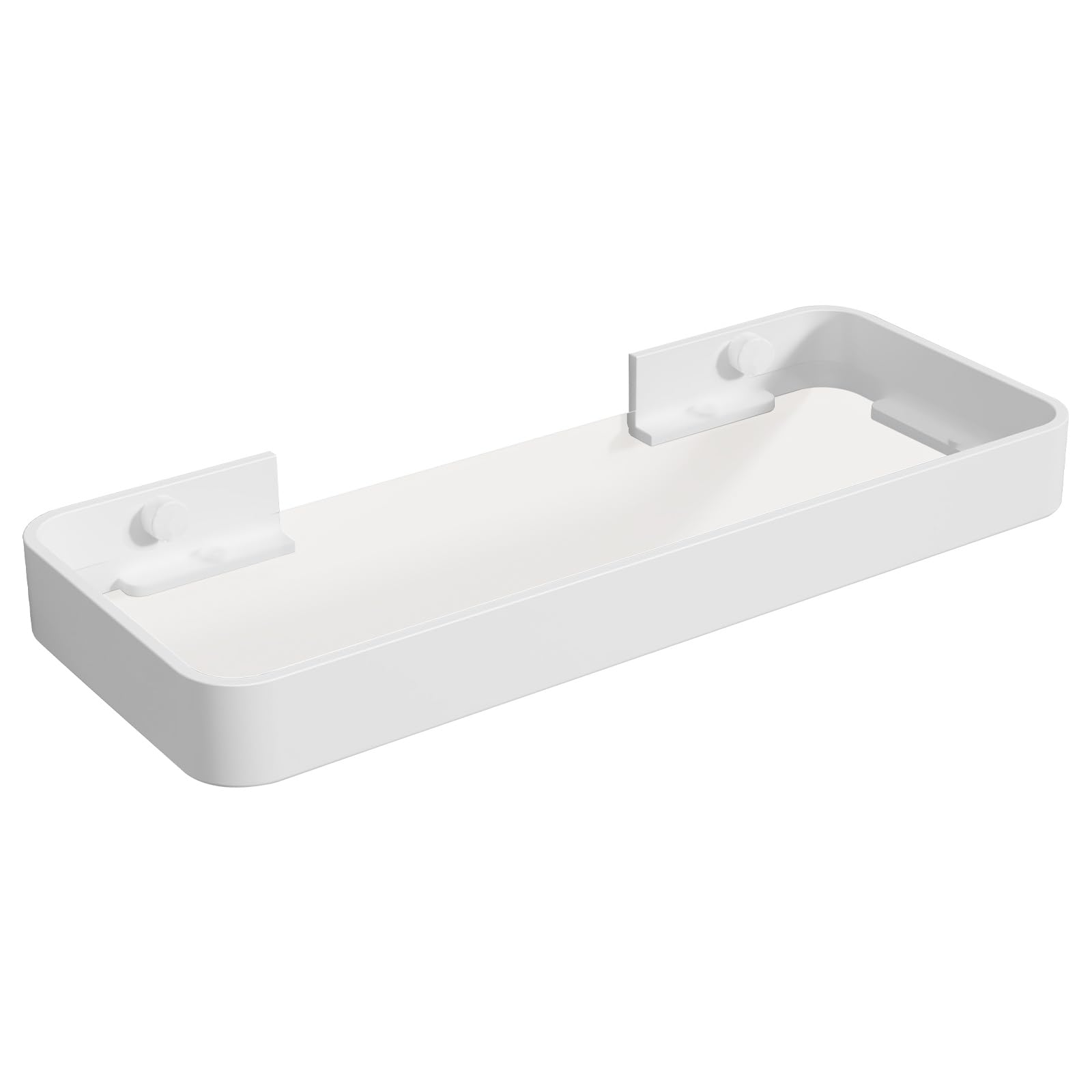 Danpoo 12-Inch Wall Shelf, Clear Tempered Glass with Matte White Aluminum Frame
