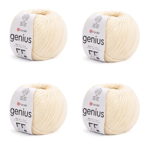 Image of YarnArt Genius Soft Cotton Blend Yarn, 4 Pack (1.76 oz / 174 Yds)