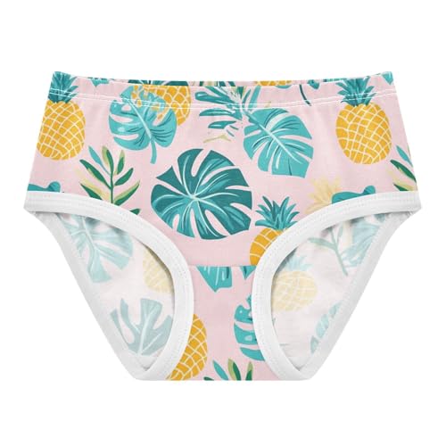 Wusikd Tropical Leaves Girls' Underwear Cotton Pineapples Pink Girls Briefs Soft Toddler Underwear 2T