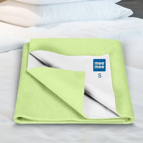 Image of Mee Mee Reusable Water Proof Cotton Bed Protector Sheet /Extra Absorbent Mat /Dry Sheets /Urine Sheet /Dry Mat Pack of 2 (Small, Pista Green)(50CmX70Cm)