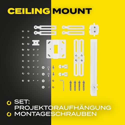 Overmax Ceiling Mount Projektorhalterung bis zu 20 kg, verstellbare Länge 25 Grad Winkelverstellung, Hergestellt aus Stahl, Wand- und Deckenmontage, leichte und stabile Konstruktion