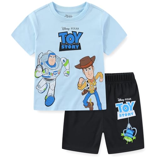 Disney Cars Mickey Mouse Monsters Inc. Toy Story Boys Short Sleeve T-Shirt and Shorts Set for Toddler Little to Big Kids