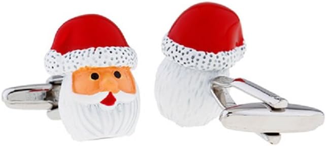 MRCUFF Santa Claus Christmas Pair of Cufflinks in a Presentation Gift Box & Polishing Cloth